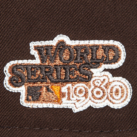 New Era 59Fifty Sepia Philadelphia Phillies 1980 World Series Patch Hat - Brown, Black