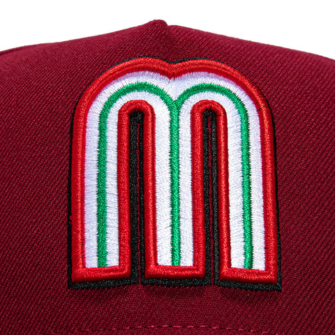 New Era 9Forty A-Frame Mexico World Baseball Classic Mexico Flag Patch Snapback Hat - Cardinal, Green