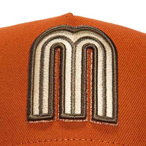 New Era 9Forty A-Frame Mexico World Baseball Classic Mexico Flag Patch Snapback Hat - Burnt Orange, Brown, Metallic Copper