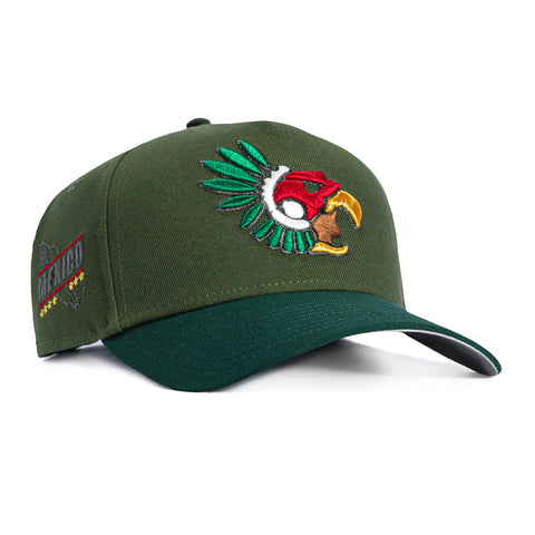 New Era 9Forty A-Frame Hat Club Mexico Eagle Mexico Patch Snapback Hat - Olive, Green