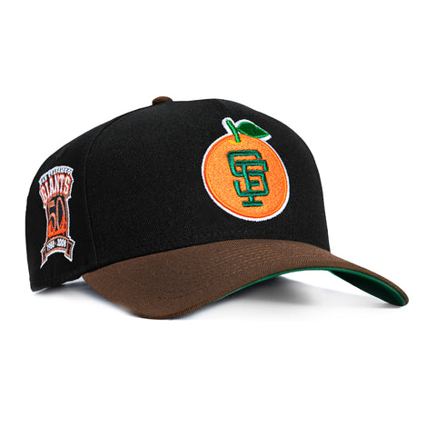 New Era 9Forty A-Frame San Francisco Giants 50th Anniversary Patch Orange Snapback Hat - Black, Brown New Era