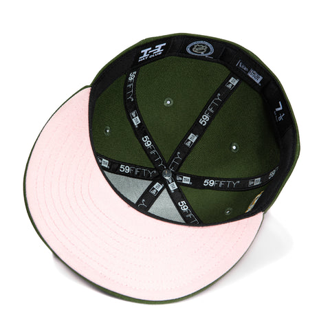 New Era 59Fifty Calgary Flames 25th Anniversary Patch Pink UV Hat - Olive New Era