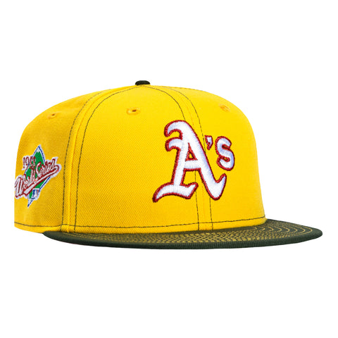 New Era 59Fifty Oakland Athletics 1988 World Series Patch Pink UV Hat - Gold, Green New Era