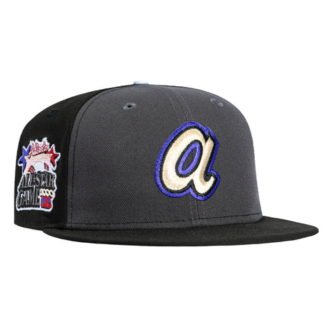 New Era 59Fifty Atlanta Braves 2000 All Star Game Patch 1972 Rail Pink UV Hat - Graphite, Black New Era