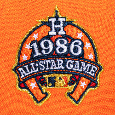 New Era 59Fifty Houston Astros 1986 All Star Game Patch Rail Word Hat - White, Orange, Navy New Era