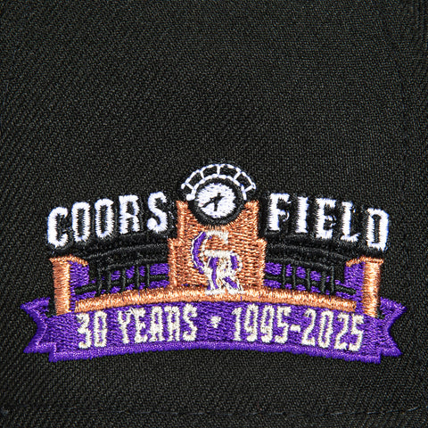 New Era 59Fifty Colorado Rockies 30th Anniversary Stadium Patch Lavender UV Hat - Black New Era