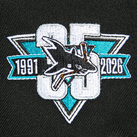 New Era 59Fifty San Jose Sharks 35th Anniversary Patch Hat - Black