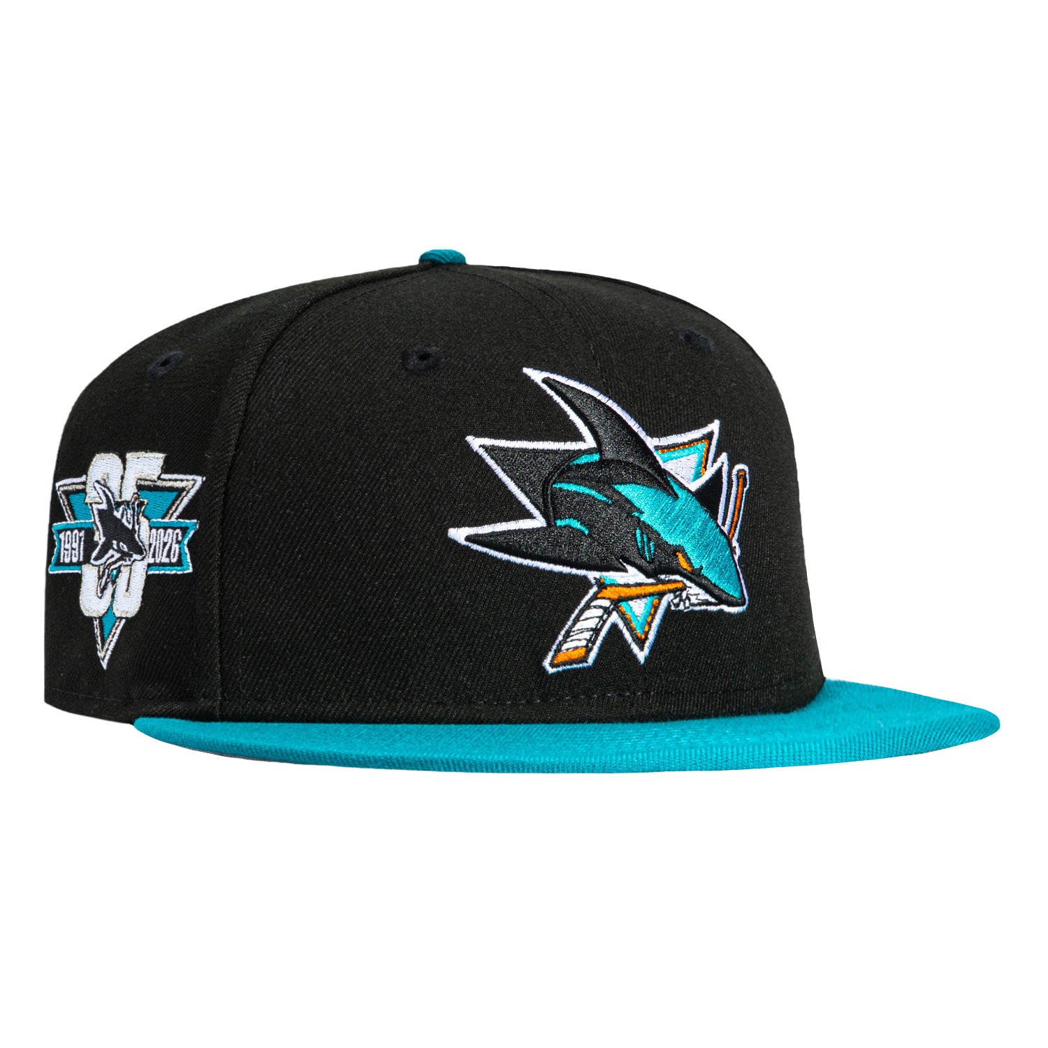 New Era 59Fifty San Jose Sharks 35th Anniversary Patch Hat - Black