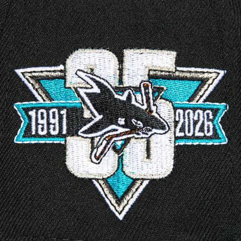 New Era 59Fifty San Jose Sharks 35th Anniversary Patch Hat - Black, Teal