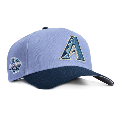 New Era 9Forty A-Frame Arizona Diamondbacks 2001 World Series Patch A Snapback Hat - Lavender, Navy