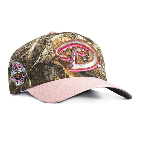 New Era 9Forty A-Frame Arizona Diamondbacks 2001 World Series Patch D Snapback Hat - Realtree, Pink