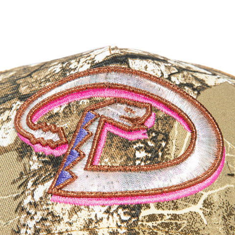 New Era 9Forty A-Frame Arizona Diamondbacks 2001 World Series Patch D Snapback Hat - Realtree, Pink