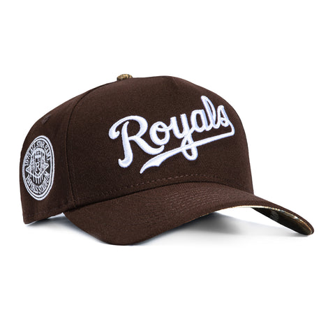 New Era 9Forty A-Frame Kansas City Royals 1973 All Star Game Patch Script Realtree UV Snapback Hat - Brown