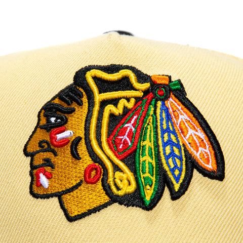 New Era 9Forty A-Frame 8-Ball Chicago Blackhawks Chicago Stadium Patch Snapback Hat - Tan, Black