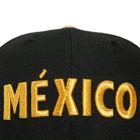 New Era 59Fifty Mexico Mexico Flag Patch Word Hat - Black, Metallic Gold New Era