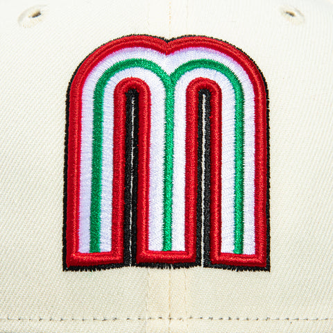 New Era 59Fifty Mexico World Baseball Classic Mexico Flag Patch Hat - White, Brown New Era