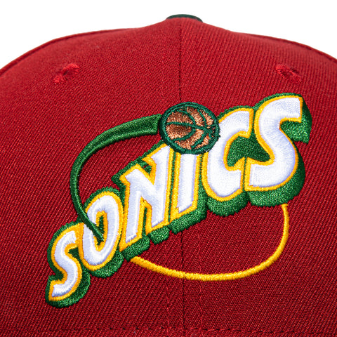 New Era 59Fifty Seattle Sonics 2001 All Star Game Patch Jersey Hat - Cardinal, Green New Era