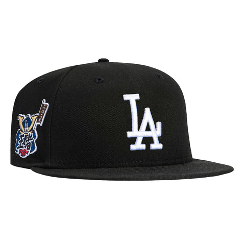 New Era 9Fifty A-Frame Los Angeles Dodgers 2025 World Series Champions Samurai Patch Snapback Hat - Black, White New Era