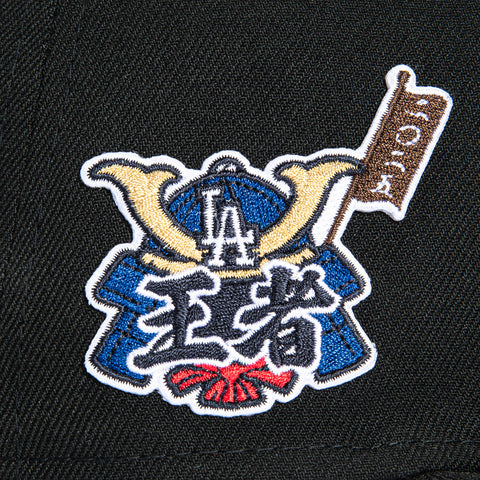 New Era 9Fifty A-Frame Los Angeles Dodgers 2025 World Series Champions Samurai Patch Snapback Hat - Black, White New Era