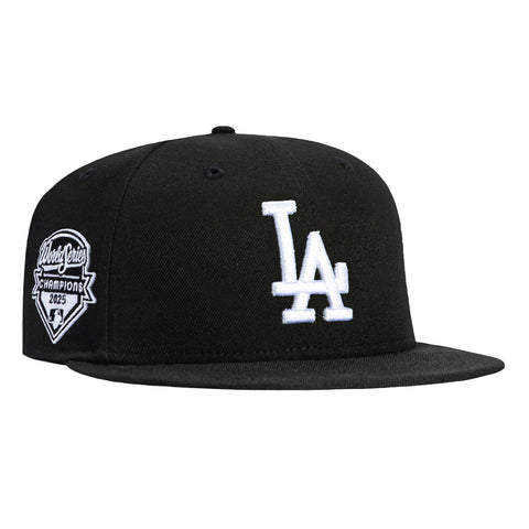 New Era 9Fifty Los Angeles Dodgers 2025 World Series Champions Patch Snapback Hat - Black, White New Era