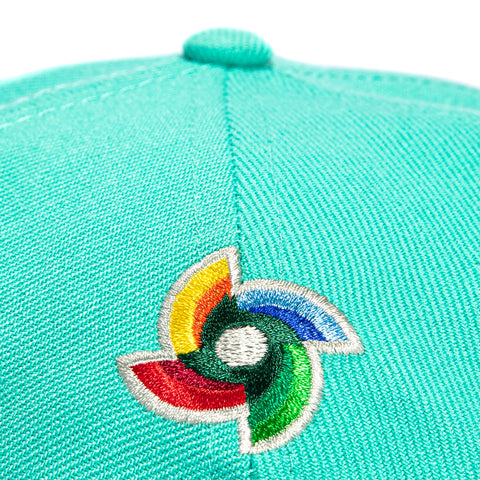 New Era 9Forty A-Frame Mexico World Baseball Classic Mexico Flag Patch Snapback Hat - Mint, Metallic Gold New Era