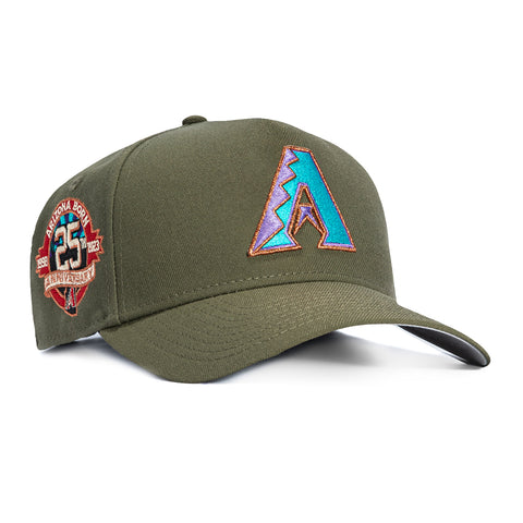 New Era 9Forty A-Frame Arizona Diamondbacks 25th Anniversary Patch A Snapback Hat - Olive, Orange New Era