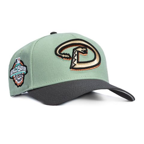 New Era 9Forty A-Frame Arizona Diamondbacks 2001 World Series Patch D Snapback Hat - Everest Green, Graphite New Era