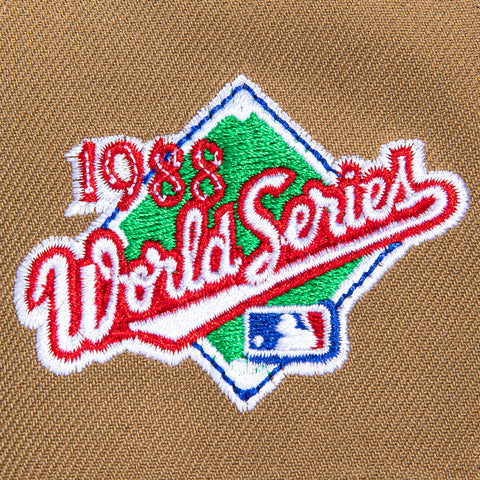 New Era 9Forty A-Frame Los Angeles Dodgers 1988 World Series Patch Snapback Hat - Khaki, Brown New Era