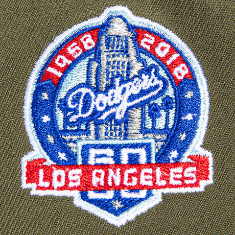 New Era 9Forty A-Frame Los Angeles Dodgers 60th Anniversary Patch Snapback Hat - Olive, Orange New Era