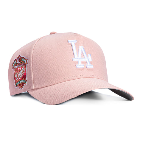 New Era 9Forty A-Frame Los Angeles Dodgers 40th Anniversary Patch Snapback Hat - Pink, White New Era