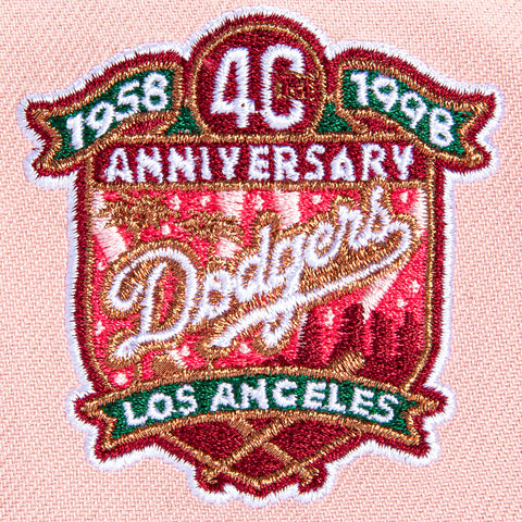 New Era 9Forty A-Frame Los Angeles Dodgers 40th Anniversary Patch Snapback Hat - Pink, White New Era
