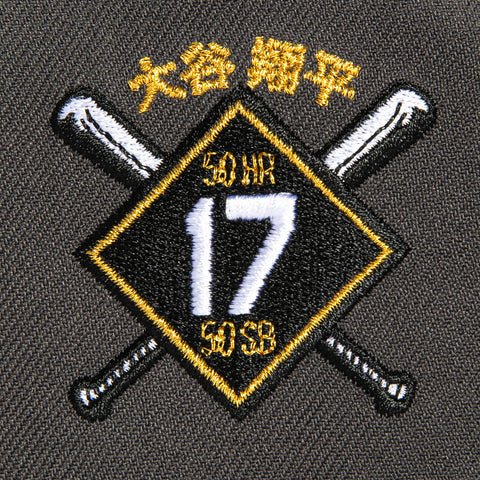 New Era 9Forty A-Frame Los Angeles Dodgers Shohei Ohtani Wreath Patch Snapback Hat - Graphite, Black New Era