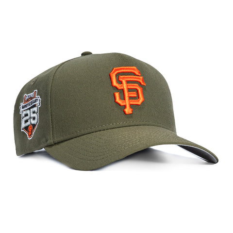 New Era 9Forty A-Frame San Francisco Giants 25th Anniversary Stadium Patch Snapback Hat - Olive, Orange New Era