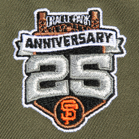 New Era 9Forty A-Frame San Francisco Giants 25th Anniversary Stadium Patch Snapback Hat - Olive, Orange New Era