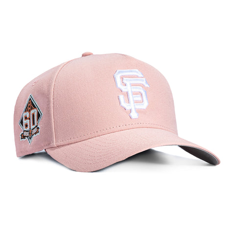 New Era 9Forty A-Frame San Francisco Giants 60th Anniversary Patch Snapback Hat - Pink, White New Era
