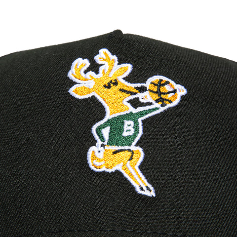 New Era 9Forty A-Frame Black Dome Milwaukee Bucks 55th Anniversary Patch 1968 Snapback Hat - Black New Era