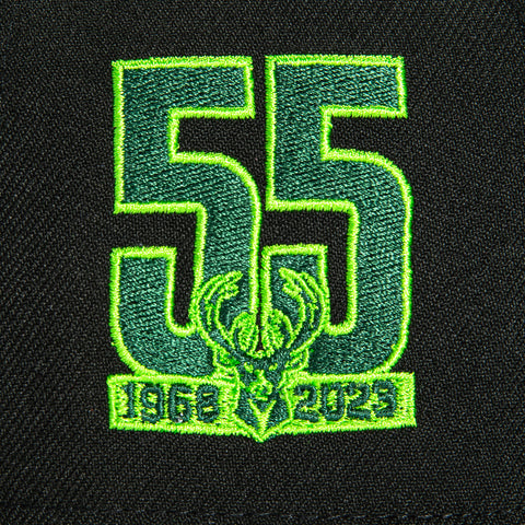 New Era 9Forty A-Frame Black Dome Milwaukee Bucks 55th Anniversary Patch 1968 Snapback Hat - Black New Era