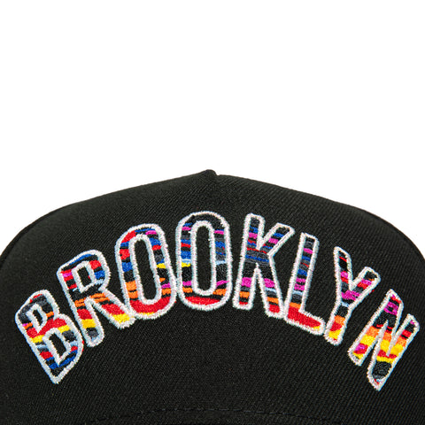 New Era 9Forty A-Frame Black Dome Brooklyn Nets 2015 All Star Game City Patch Arch Snapback Hat - Black New Era