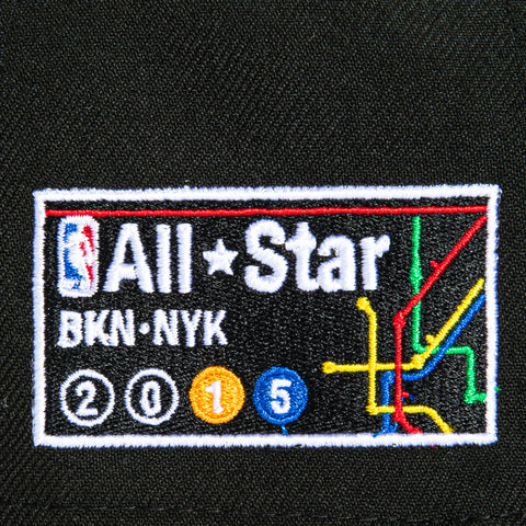 New Era 9Forty A-Frame Black Dome Brooklyn Nets 2015 All Star Game City Patch Arch Snapback Hat - Black New Era