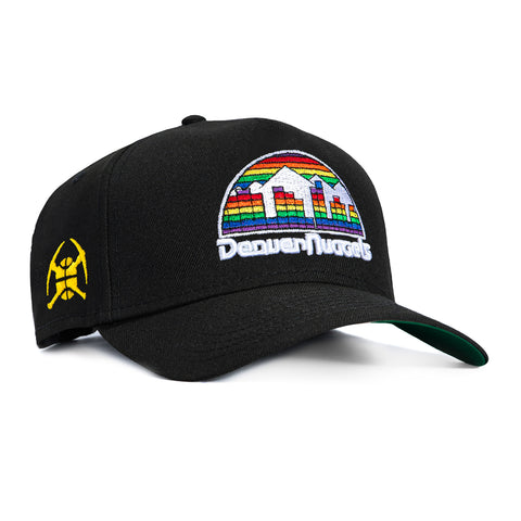 New Era 9Forty A-Frame Black Dome Denver Nuggets 1982 Logo Patch Snapback Hat - Black New Era