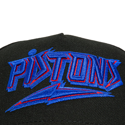 New Era 9Forty A-Frame Black Dome Detroit Pistons Logo Patch 1978 Word Snapback Hat - Black New Era