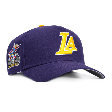 New Era 9Forty A-Frame Los Angeles Lakers 2002 All Star Game Patch LA Snapback Hat - Purple New Era