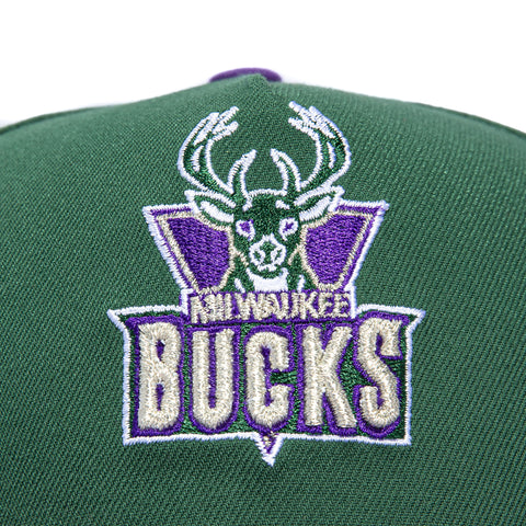 New Era 9Forty A-Frame Milwaukee Bucks Logo Patch 1993 Snapback Hat - Green, Purple New Era