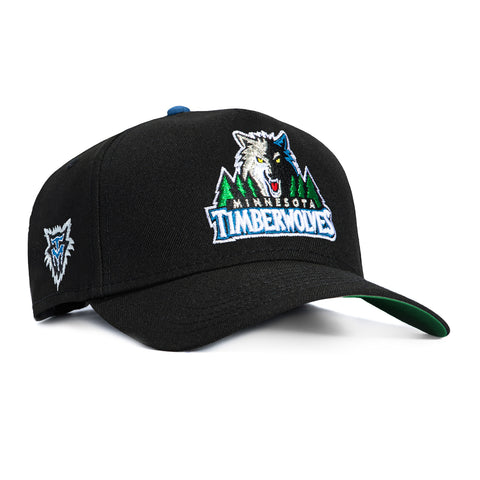 New Era 9Forty A-Frame Minnesota Timberwolves Logo Patch 1996 Snapback Hat - Black New Era
