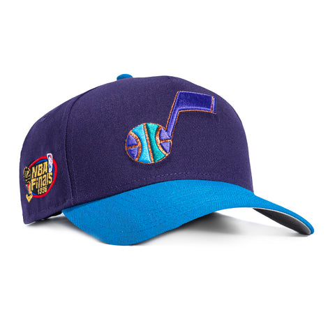New Era 9Forty A-Frame Utah Jazz 1998 NBA Finals Patch Alternate Snapback Hat - Purple, Neon Blue New Era