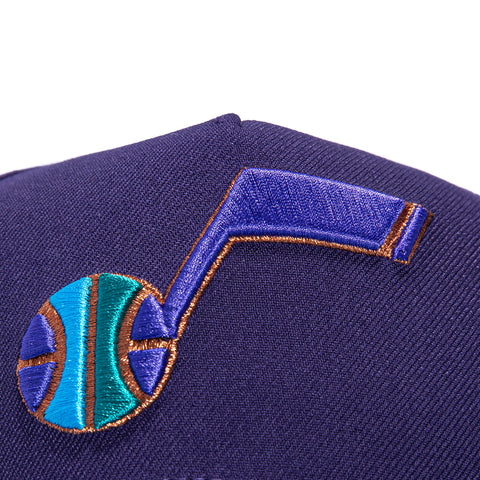 New Era 9Forty A-Frame Utah Jazz 1998 NBA Finals Patch Alternate Snapback Hat - Purple, Neon Blue New Era