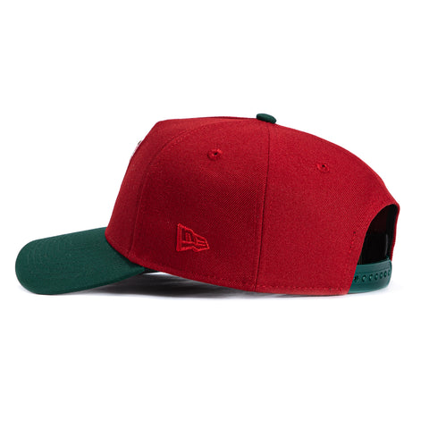 New Era 9Forty A-Frame Seattle Sonics 1995 Logo Patch Snapback Hat - Cardinal, Green New Era