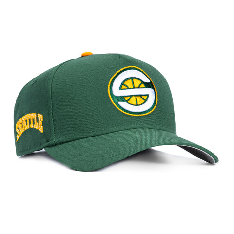 New Era 9Forty A-Frame Seattle Sonics 2001 Alternate Logo Patch Snapback Hat - Green New Era