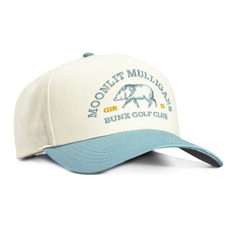 Bunx Golf Moonlit Mulligans Snapback Hat - Tan, Baby Blue Bunx Golf