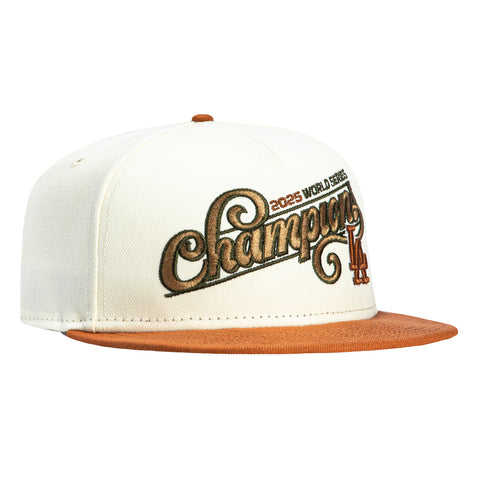 New Era 9Fifty A-Frame Los Angeles Dodgers 2025 World Series Champions Snapback Hat - Stone, Brown New Era